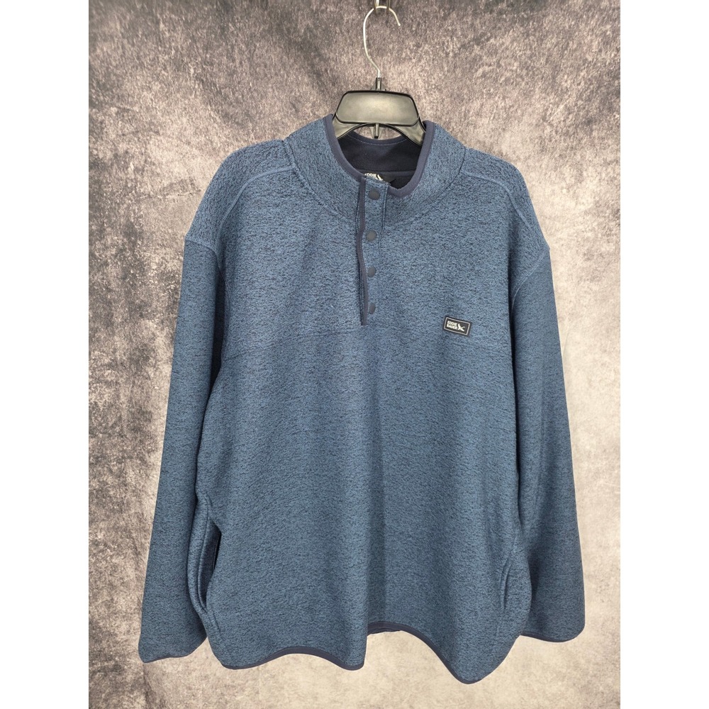 Eddie Bauer Sweater Mens 3XL Blue Fleece Lined Snap Button Gorpcore Hiking Cozy